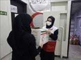 توزیع بسته های معیشتی کمک های مؤمنانه در جمعیت هلال احمر منطقه ۴ شمیرانات