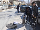 عملیات لکه گیری معابر سطح شهر اوشان فشم میگون 